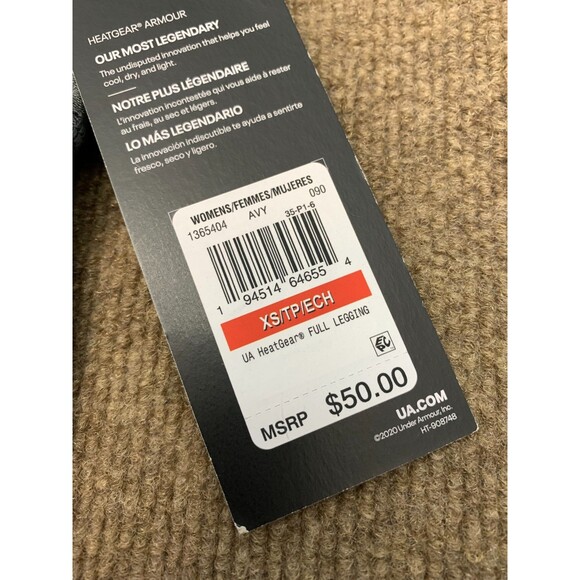 Under Armour Leggings Womens XS HeatGear Full Length Athleisure Gym Running Grey - Picture 8 of 10